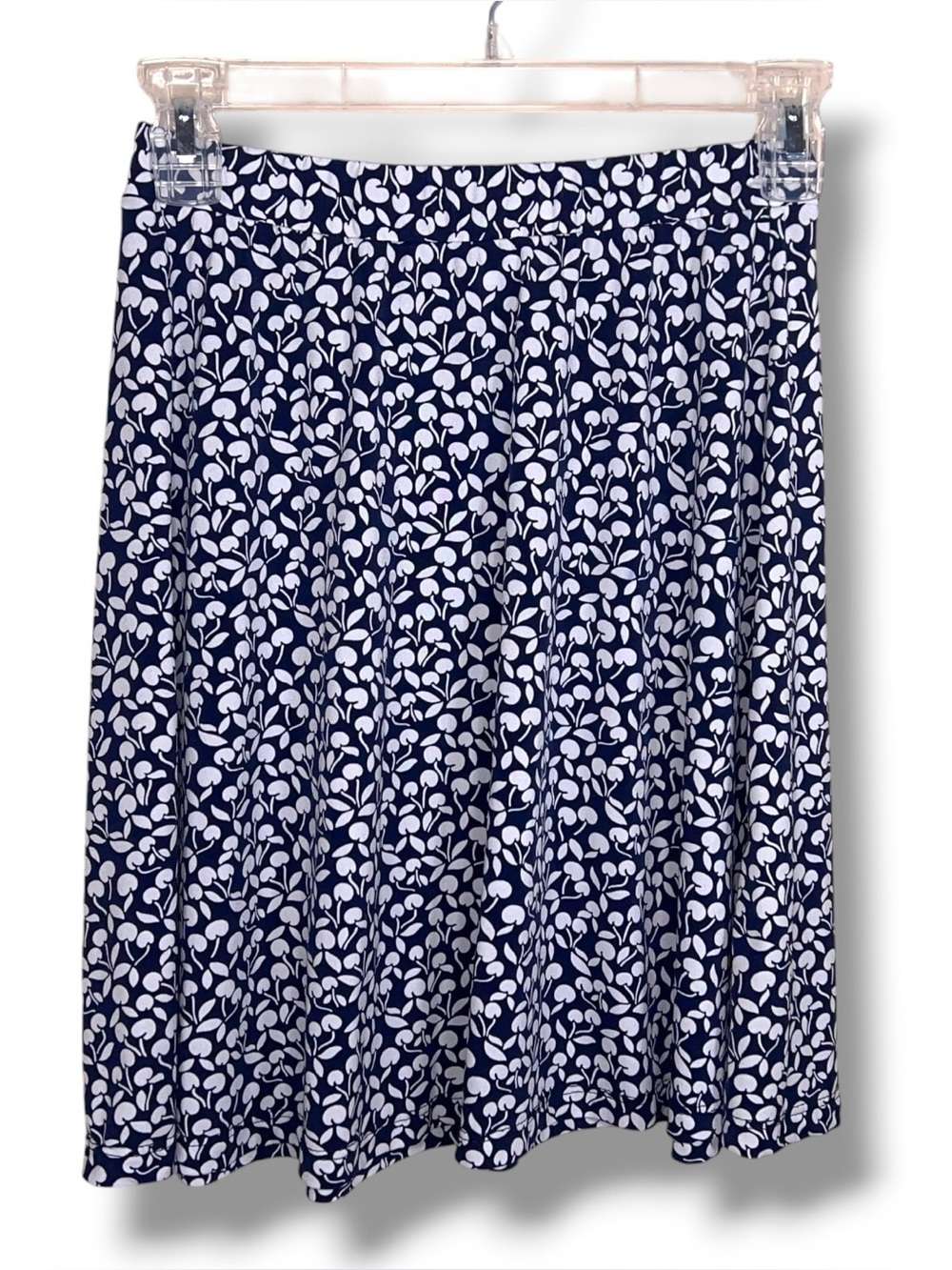 Small Gilli Aline Skirt Navy Blue White Stretch Circle Style Cherry Print Pinup